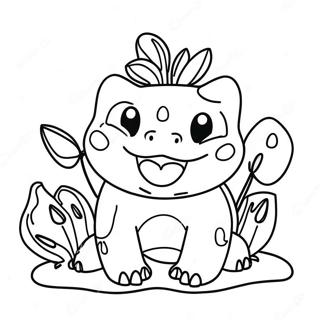 Halaman Mewarna Bulbasaur Gembira Dengan Senyuman Besar 34160-7457