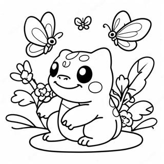 Halaman Mewarna Bulbasaur Dengan Kupu Kupu Berwarna 34163 7470