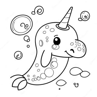 Halaman Mewarna Narwhal Comel Berenang 34257-7476