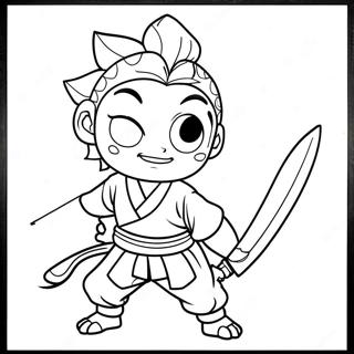 Halaman Mewarna Tanjiro Memegang Pedang Nichirin 35594-7782