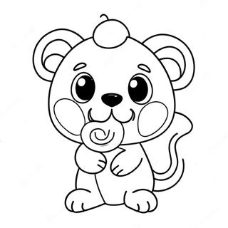 Gambar Mewarna Haiwan Comel Memegang Lollipop 36326 7942