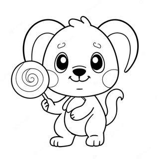 Gambar Mewarna Haiwan Comel Memegang Lollipop 36326 7944