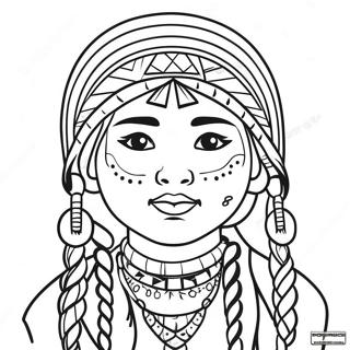 Gadis Native American Dengan Pigtail Mewarna 37455 8185