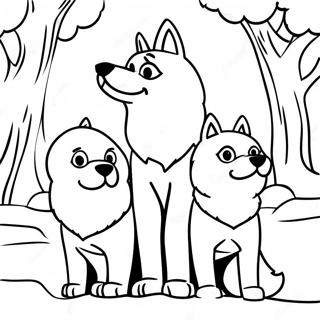 Keluarga Husky Di Dalam Salji Halaman Mewarna 38277 8361