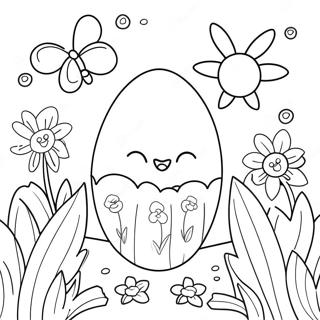 Bunga Musim Bunga Dan Telur Paskah Halaman Mewarna 382 2413