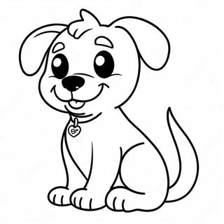 Anak Anjing Gembira Dengan Ekor Bergoyang Halaman Mewarna Halaman Mewarna