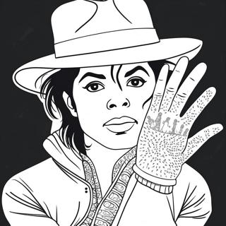 Michael Jackson Dengan Sarung Tangan Berkilau Halaman Mewarna 40544-8857