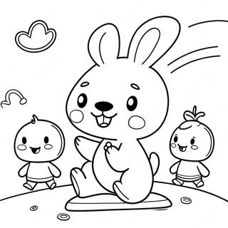Pochacco Bermain Dengan Kawan Kawan Halaman Mewarna 41351-9036