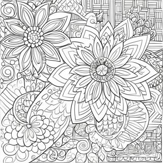 Bunga Mozaik Yang Rumit Halaman Mewarna 42364-9260