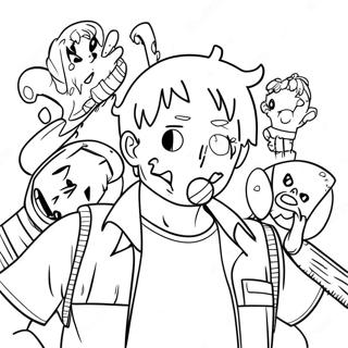 Halaman Mewarna Chainsaw Man Dengan Kawan Kawan 42730-9342