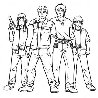 Halaman Mewarna Chainsaw Man Dengan Kawan Kawan 42730-9343