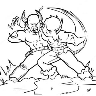 Halaman Mewarna Chainsaw Man Melawan Syaitan 42731-9346