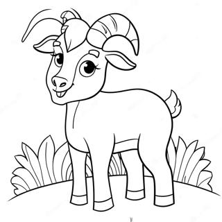 Kambing Kartun Dengan Bunga Halaman Mewarna Halaman Mewarna