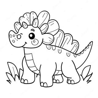 Halaman Mewarna Stegosaurus Comel Dengan Bunga 43294-9468