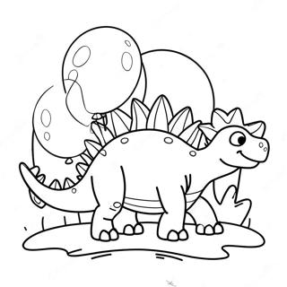 Halaman Mewarna Stegosaurus Berwarna Warni Dengan Belon 43295-9469