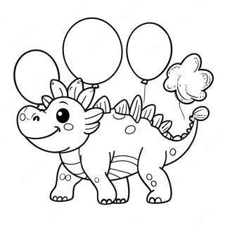 Halaman Mewarna Stegosaurus Berwarna Warni Dengan Belon 43295-9472