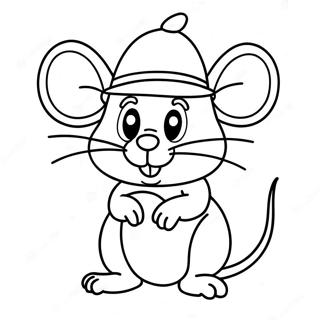 Tikus Lucu Memakai Topi Halaman Mewarna 43376-9490