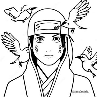Gambar Mewarna Itachi Uchiha Dengan Burung Gagak 44174 9665