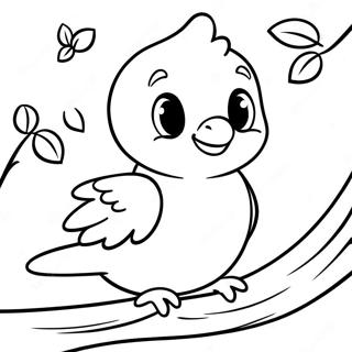 Burung Tweety Menawan Duduk Di Dahan Halaman Mewarna 44797 9811