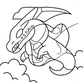 Rayquaza Terbang Di Langit Halaman Mewarna 44884-9816