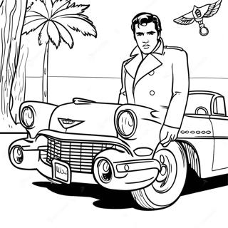 Elvis Dalam Cadillac Klasik Gambar Mewarna 46034 10091