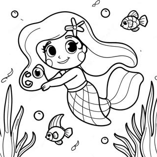 Halaman Mewarna Ariel Berenang Dengan Ikan 4651-587