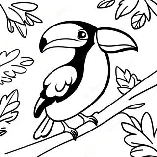 Halaman Mewarna Toucan Gembira Duduk Di Dahan 47912 10476