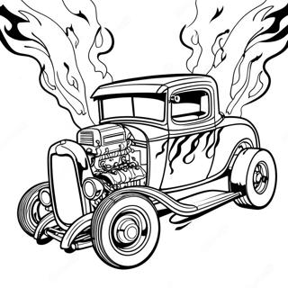 Halaman Mewarna Hot Rod Berapi 48005-10496