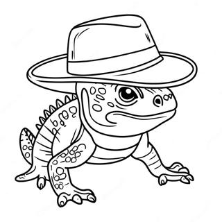 Halaman Mewarna Naga Berjanggut Dengan Topi 48616-10638