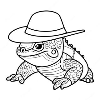 Halaman Mewarna Naga Berjanggut Dengan Topi 48616-10639