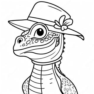 Halaman Mewarna Naga Berjanggut Dengan Topi 48616-10640