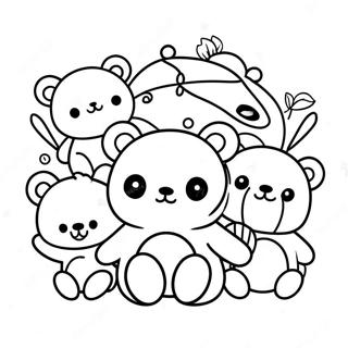 Halaman Mewarna Rilakkuma Comel Bersama Kawan 49163-10750