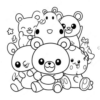 Halaman Mewarna Rilakkuma Comel Bersama Kawan 49163-10751