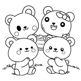 Halaman Mewarna Rilakkuma Comel Bersama Kawan 49163-10752
