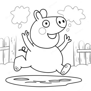 Halaman Mewarna Peppa Pig Melompat Di Dalam Puddle 4920-365