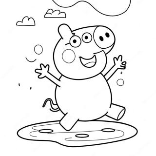 Halaman Mewarna Peppa Pig Melompat Di Dalam Puddle 4920-366