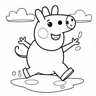 Halaman Mewarna Peppa Pig Melompat Di Dalam Puddle 4920-367