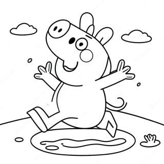 Halaman Mewarna Peppa Pig Melompat Di Dalam Puddle 4920-368