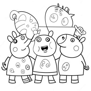 Halaman Mewarna Peppa Pig Bersama Kawan Kawan 4921-1585