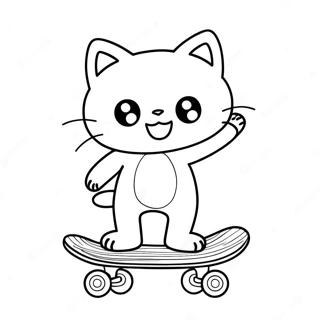 Chococat Di Atas Skateboard Halaman Mewarna 51006-11168