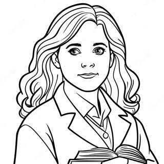 Halaman Mewarna Hermione Granger Dengan Buku Sihir 5283-1664
