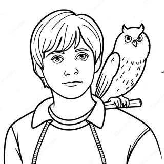 Halaman Mewarna Ron Weasley Dengan Burung Hantu Peliharaan 5284-18
