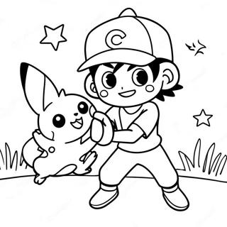 Halaman Mewarna Ash Ketchum Menangkap Pikachu 53299-11651