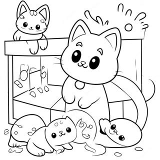 Halaman Mewarna Kucing Kecil Yang Ceria Gabbys Dollhouse 5447-1593