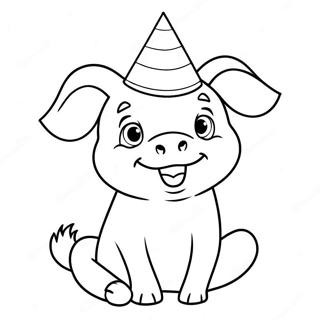 Piglet Dengan Topi Pesta Halaman Mewarna 55348-12128