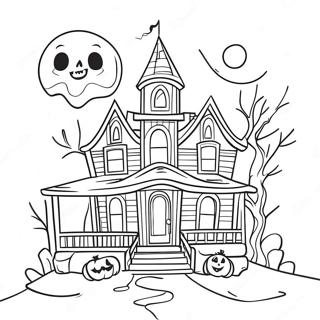 Rumah Hantu Menyeramkan Halaman Mewarna 55542-12152