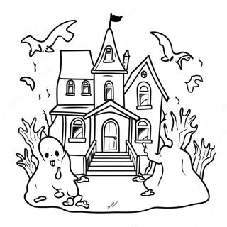 Rumah Hantu Menyeramkan Dengan Hantu Halaman Mewarna 55543-12154