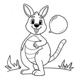 Kangaroo Memegang Belon Halaman Mewarna 56009 12268