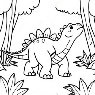 Halaman Mewarna Stegosaurus Di Hutan Jurassic Park 59588 13063