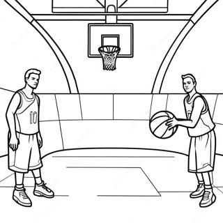 Halaman Mewarna Gelanggang Bola Keranjang Dengan Pemain 6176 2777